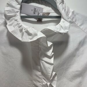 Womens BR white ruffled blouse
